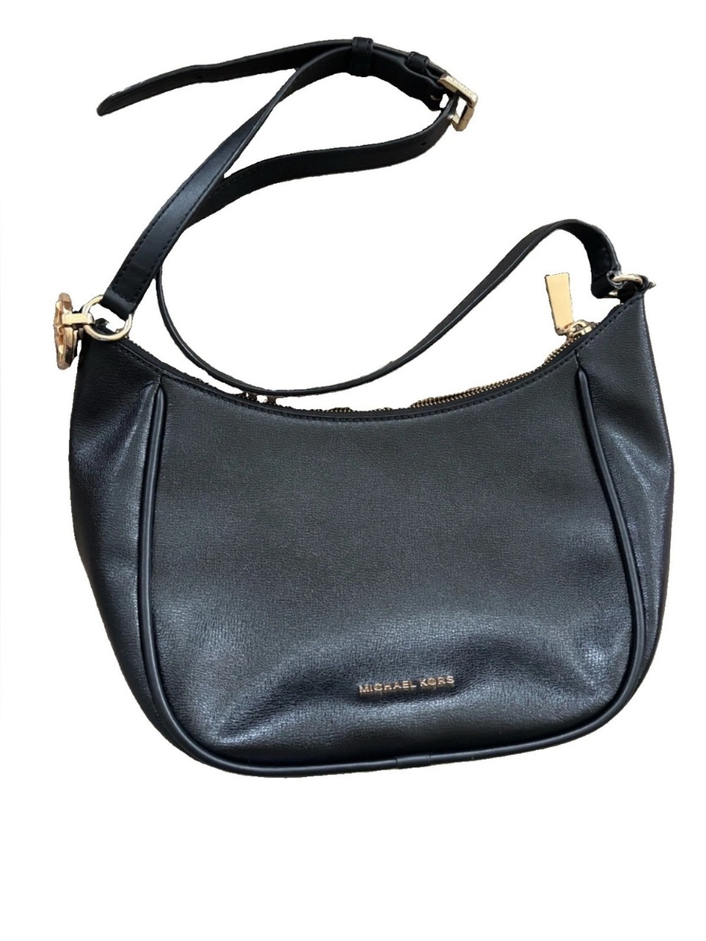 Michael Kors Cheryl Medium Black Leather Messenger Hobo Shoulder Crossbody Bag